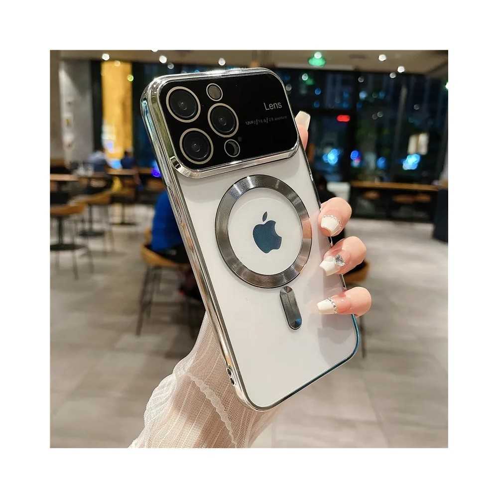 Cover Magsafe per iPhone 15 pro Lens Protect silver Cover Magsafe per iPhone 15 pro Lens Protect silver