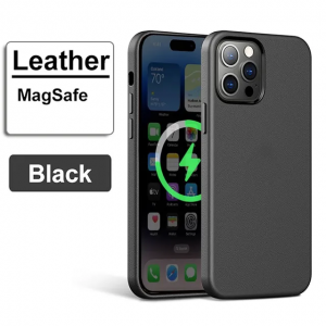 COVER MAGSAFE IN VERA PELLE PER iPhone 15 PRO NERO