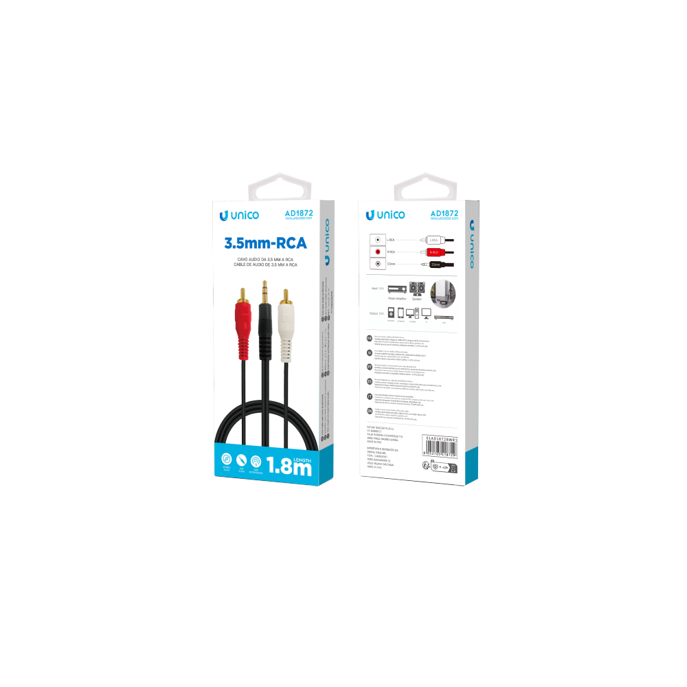 CAVO AUDIO JACK 3,5MM A RCA DA1.8M CAVO AUDIO JACK 3,5MM A RCA DA1.8M