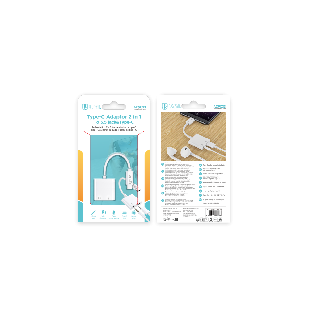TYPE-C ADAPTOR 2 IN 1 TO JACK 3.5&TYPE-C