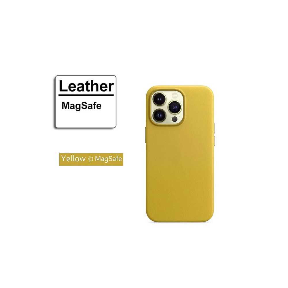 COVER MAGSAFE IN VERA PELLE PER iPhone 14 PRO MAX GIALLO