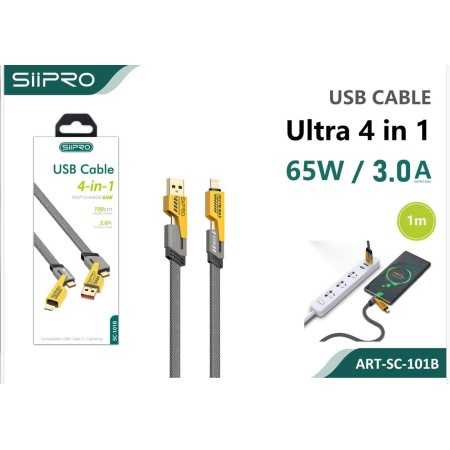 Cavo di ricarica ibrido 4 in 1 120 cm 65 W Ricarica rapida