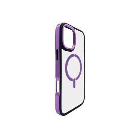 COVER RIGIDA SEMITRASPARENTE MAGNETICA BORDI CROMATI 16 PRO VIOLA
