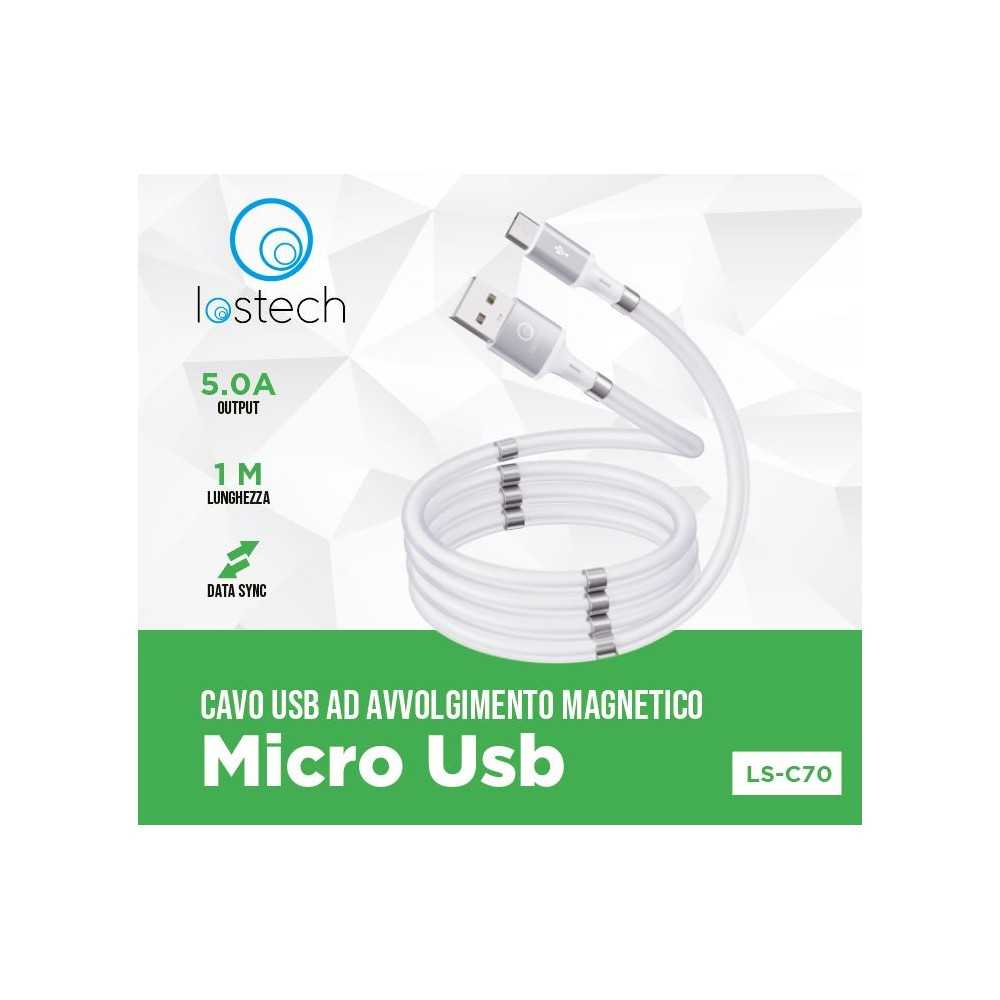 CAVO MICRO USB AD AVVOLGIMENTO MAGNETICO 5A 100CM